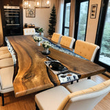 Custom Walnut Epoxy Resin River Table Blue Waves WRT-21