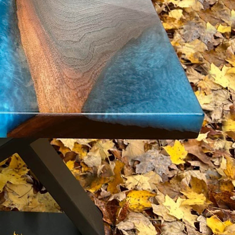 Custom Black Walnut Epoxy Resin River Table Blue Waves BRT-33