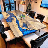 Custom Walnut Epoxy Resin River Table Blue Resin WRT-63