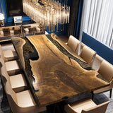 Custom Walnut Epoxy Resin River Table Gold WRT-65
