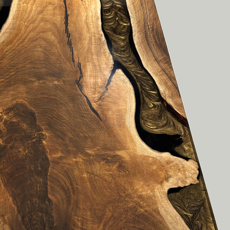 Custom Walnut Epoxy Resin River Table Gold WRT-65