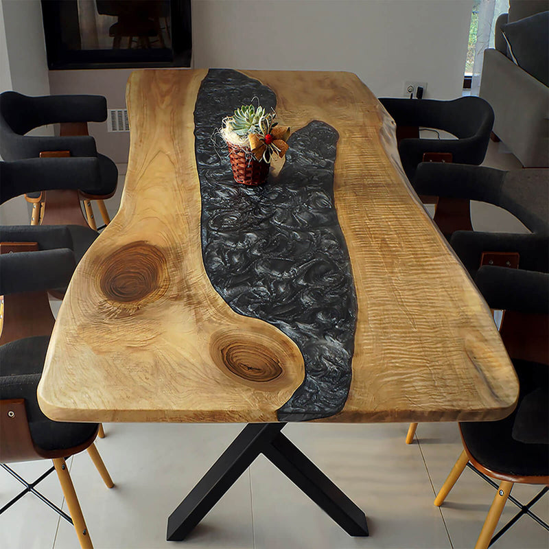 Custom Walnut Epoxy Resin River Table Gray Pearl WRT-69