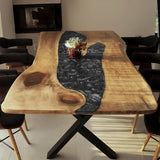 Custom Walnut Epoxy Resin River Table Gray Pearl WRT-69