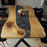 Custom Walnut Epoxy Resin River Table Gray Pearl WRT-69