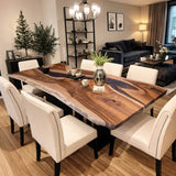 Custom Walnut Epoxy Resin River Table Gray Resin WRT-83