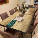 Custom Walnut Epoxy Resin River Table Green Pearl WRT-80