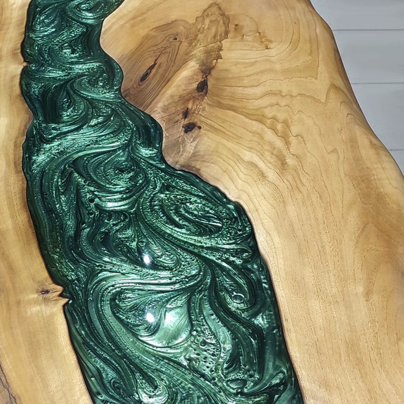 Custom Walnut Epoxy Resin River Table Green Pearl WRT-80