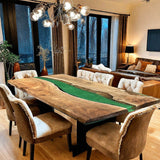 Custom Walnut Epoxy Resin River Table Green Pearl WRT-62