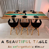 Custom Walnut Epoxy Resin River Table Green Pearl WRT-76