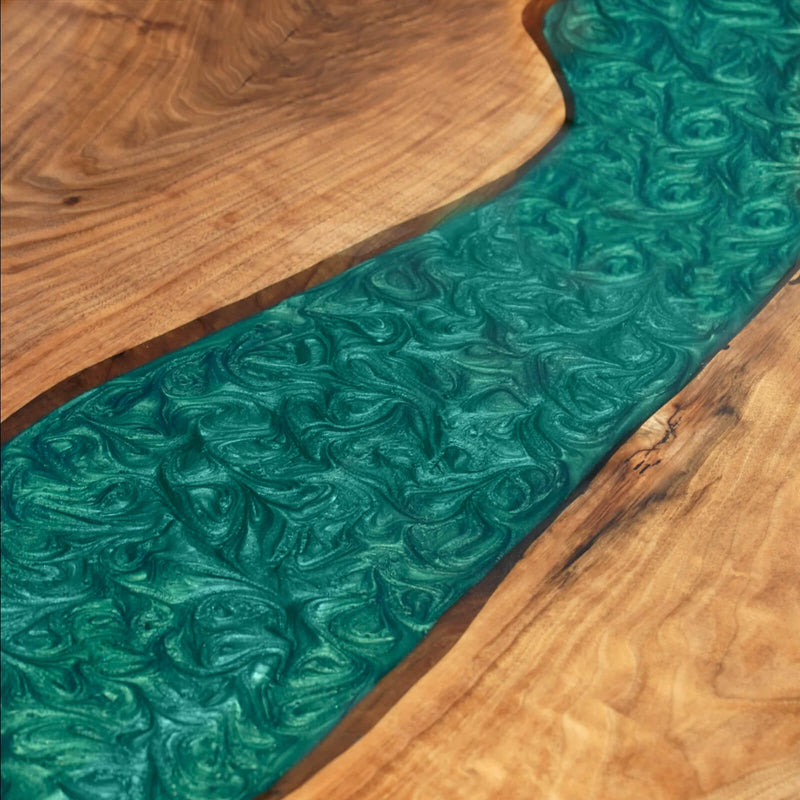 Custom Walnut Epoxy Resin River Table Green WRT-64