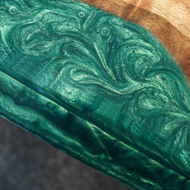 Custom Walnut Epoxy Resin River Table Green WRT-64