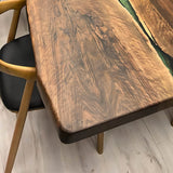 Custom Walnut Epoxy Resin River Table Green Resin WRT-22