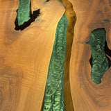 Custom Black Walnut Epoxy Resin River Table Green Resin BRT-25