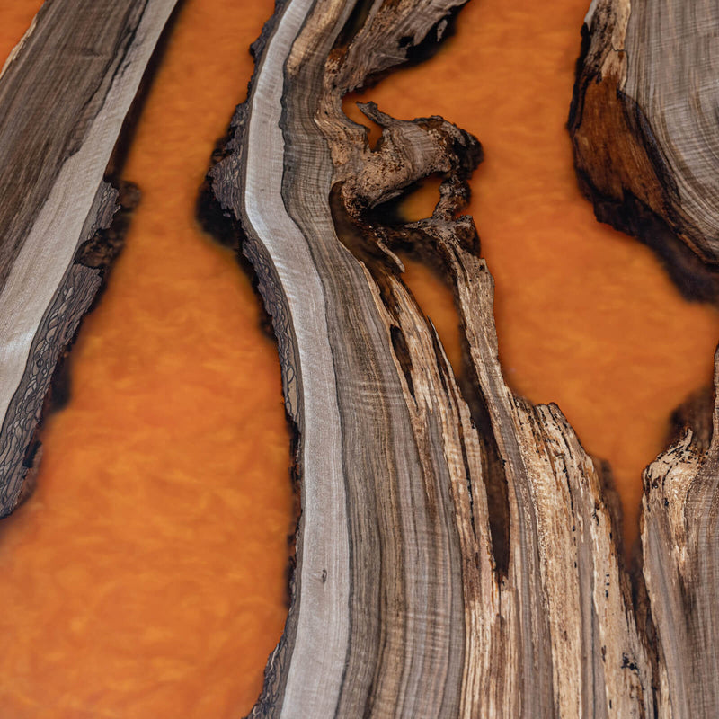 Custom Black Walnut Epoxy Resin River Table Orange Resin BRT-77