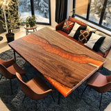 Custom Black Walnut Epoxy Resin River Table Orange Resin BRT-10