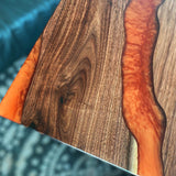 Custom Black Walnut Epoxy Resin River Table Orange Resin BRT-10