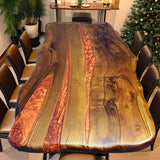 Custom Black Walnut Epoxy Resin River Table Orange Resin BRT-09