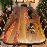 Custom Black Walnut Epoxy Resin River Table Orange Resin BRT-09