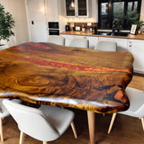 Custom Black Walnut Epoxy Resin River Table Orange Resin BRT-09