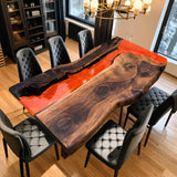 Custom Black Walnut Epoxy Resin River Table Orange Resin BRT-08