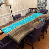 Custom Black Walnut Epoxy Resin River Table Pearl Green BRT-36