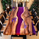 Custom Walnut Epoxy Resin River Table Purple Resin WRT-25