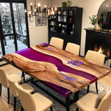 Custom Walnut Epoxy Resin River Table Purple Resin WRT-25