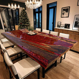 Custom Black Walnut Epoxy Resin River Table Red Resin BRT-67