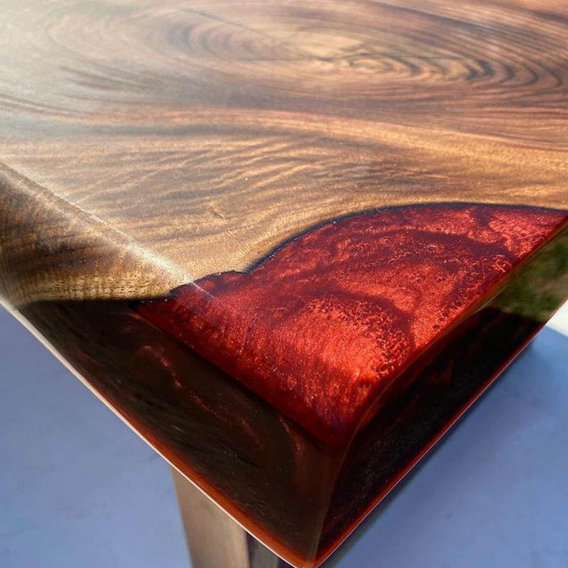 Custom Black Walnut Epoxy Resin River Table Red Resin BRT-67