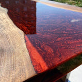 Custom Black Walnut Epoxy Resin River Table Red Resin BRT-67