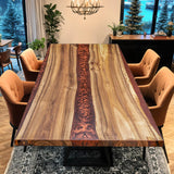 Custom Black Walnut Epoxy Resin River Table Red Resin BRT-75