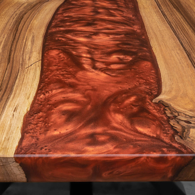 Custom Black Walnut Epoxy Resin River Table Red Resin BRT-75
