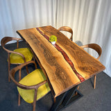 Custom Black Walnut Epoxy Resin River Table Red Resin BRT-28