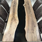 Custom Walnut Epoxy Resin River Table Smoked Black WRT-75