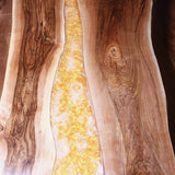 Custom Walnut Epoxy Resin River Table White and Gold Resin WRT-23