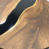 Custom Black Walnut Epoxy Resin Round Coffee Table Black Resin CRT-81