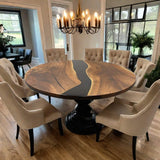Custom Black Walnut Epoxy Resin Round Coffee Table Black Resin CRT-81