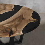 Custom Black Walnut Epoxy Resin Round Coffee Table Black Resin CRT-82
