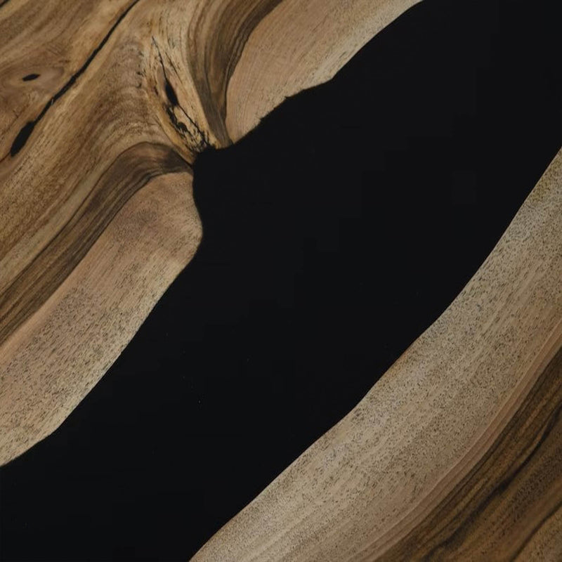 Custom Black Walnut Epoxy Resin Round Coffee Table Black Resin CRT-82