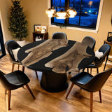 Custom Black Walnut Epoxy Resin Round Coffee Table Black Resin CRT-82