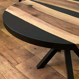 Custom Black Walnut Epoxy Resin Round Coffee Table Black Resin CRT-62