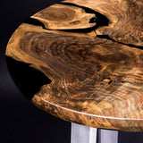 Custom Black Walnut Epoxy Resin Round Coffee Table Black Resin CRT-70