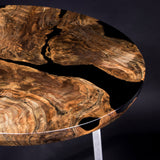 Custom Black Walnut Epoxy Resin Round Coffee Table Black Resin CRT-70