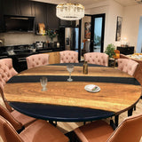 Custom Black Walnut Epoxy Resin Round Coffee Table Black Resin CRT-63
