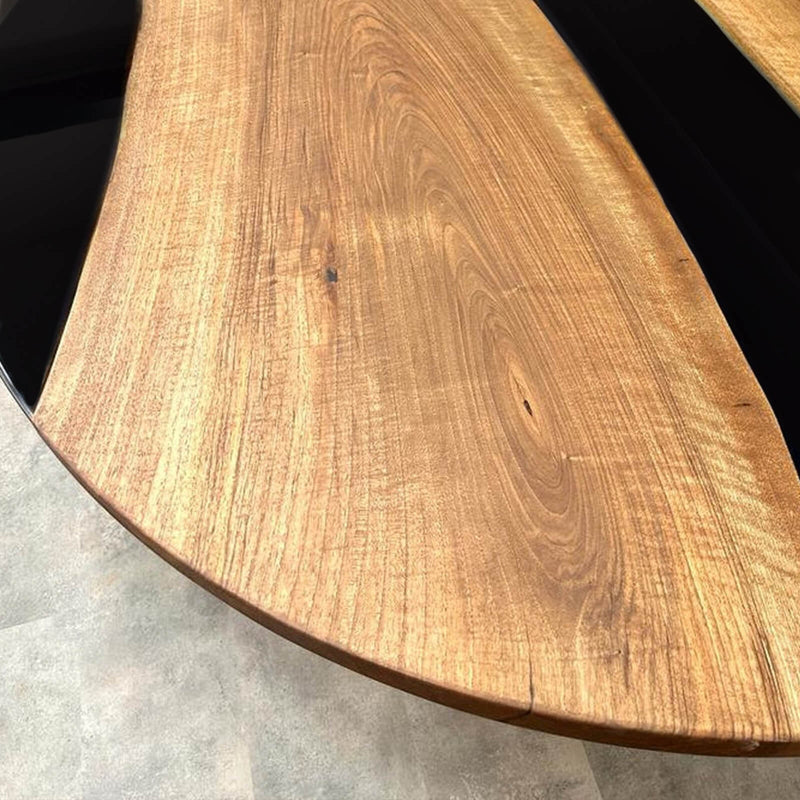 Custom Black Walnut Epoxy Resin Round Coffee Table Black Resin CRT-63