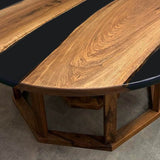 Custom Black Walnut Epoxy Resin Round Coffee Table Black Resin CRT-63