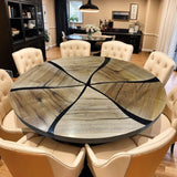 Custom Black Walnut Epoxy Resin Round Coffee Table Black Resin CRT-66