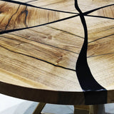 Custom Black Walnut Epoxy Resin Round Coffee Table Black Resin CRT-66