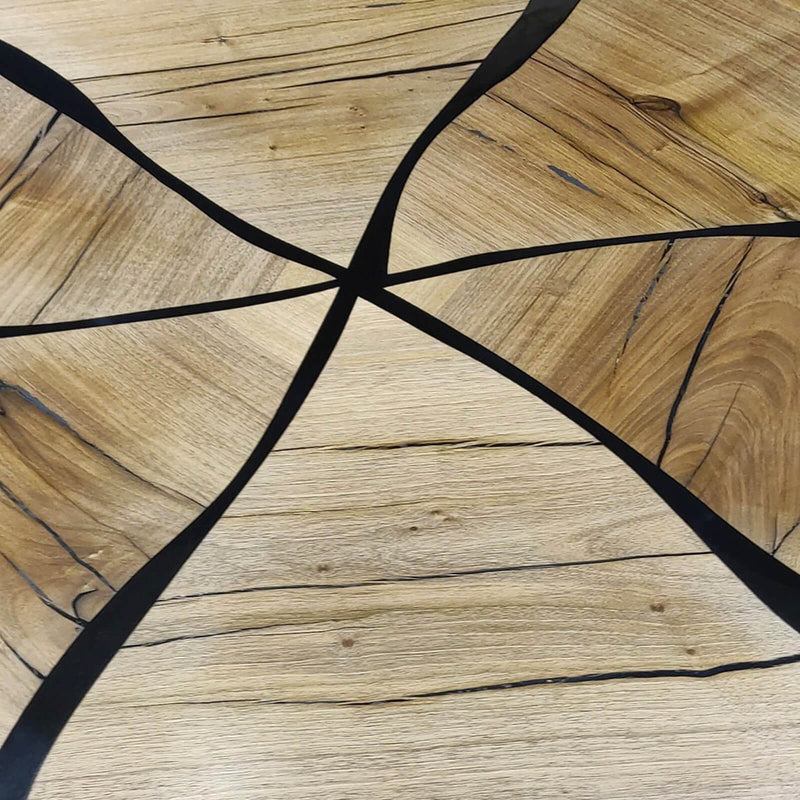 Custom Black Walnut Epoxy Resin Round Coffee Table Black Resin CRT-66