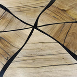 Custom Black Walnut Epoxy Resin Round Coffee Table Black Resin CRT-66